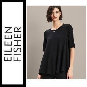 EILEEN FISHER Black Viscose Jersey Boxtop $158 NWT
